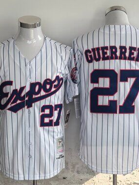 Vladimir Guerrero #27 Montreal Expos Pinstripe Baseball Jersey White